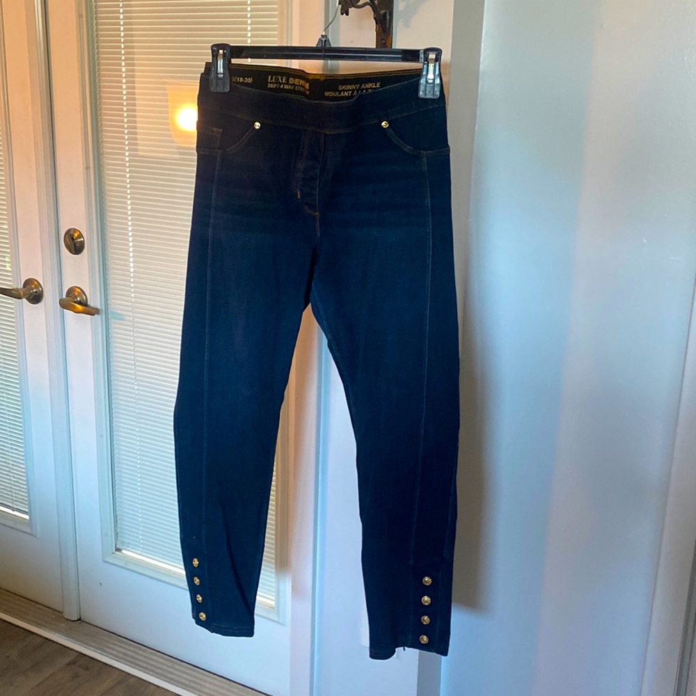 Pull on stretch denim pants